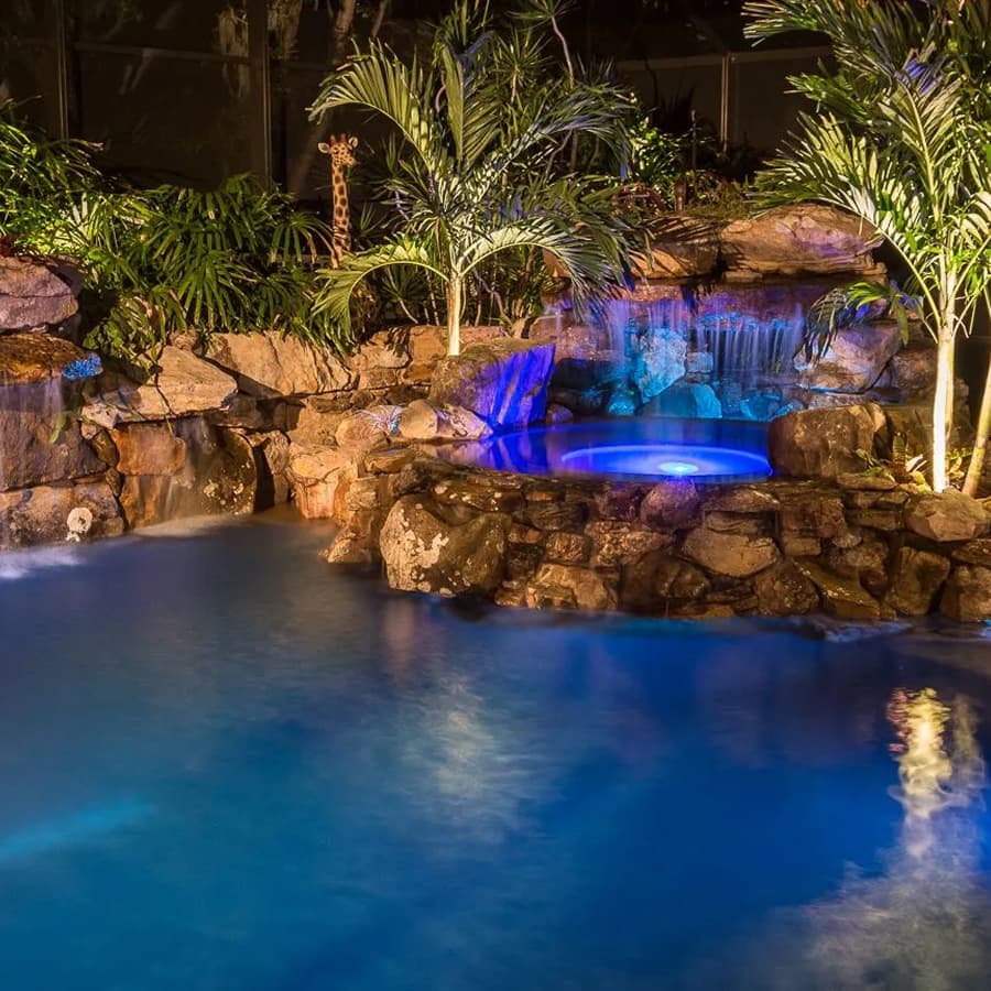 Custom infinity pool with modern landscaping